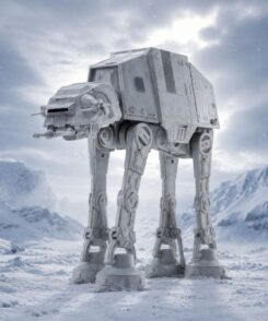 AT-AT Walker Star Wars Micro Galaxy Squadron dans un décor inspiré de la bataille de Hoth.