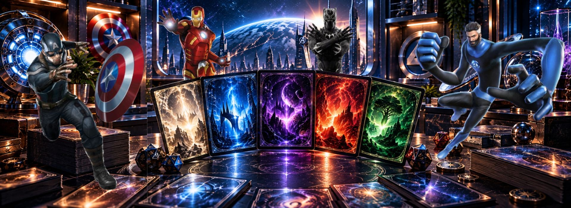 Magic: The Gathering Marvel avec Captain America, Iron Man, Black Panther et Mister Fantastic
