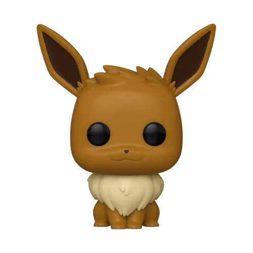 Figurine Évoli Pokémon détourée sur fond transparent avec son pelage brun et sa collerette crème emblématique