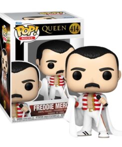 Funko Pop Freddie Mercury #414 avec cape devant sa boîte vitrine officielle Queen