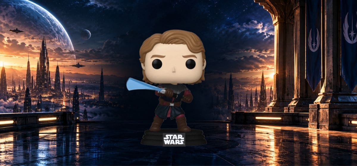 Funko Pop Anakin Skywalker #865 dans un décor galactique Star Wars
