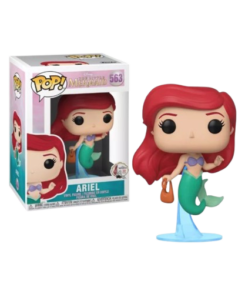 Figurine Funko Pop Ariel #563 de La Petite Sirène avec sa boîte de collection officielle Disney, présentée sur fond transparent.