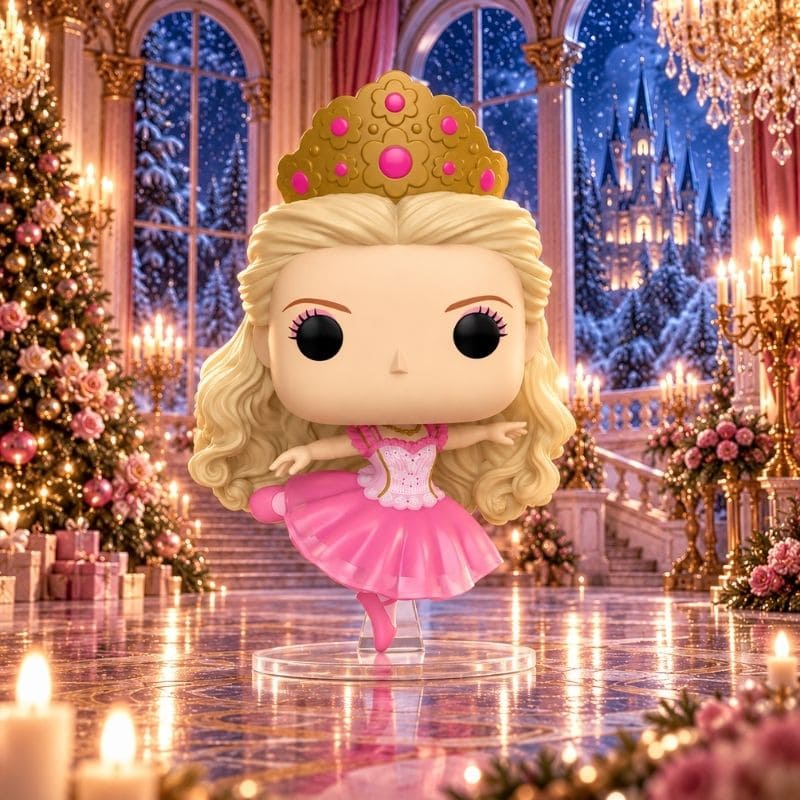 Funko Pop Barbie #173 Sugar Plum Fairy dans un décor féerique de ballet inspiré de Casse-Noisette