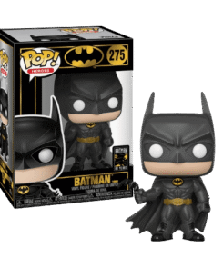Funko Pop Batman #275 en costume noir avec batarang, à côté de sa boîte Batman 1989