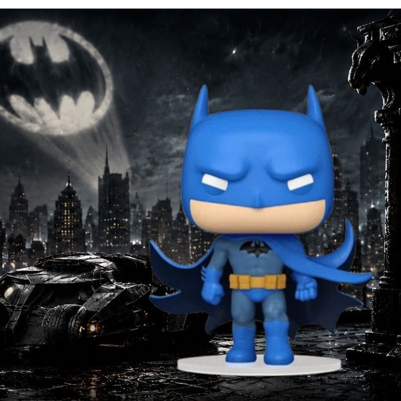 Funko Pop Batman rétro ambiance comics old school Gotham