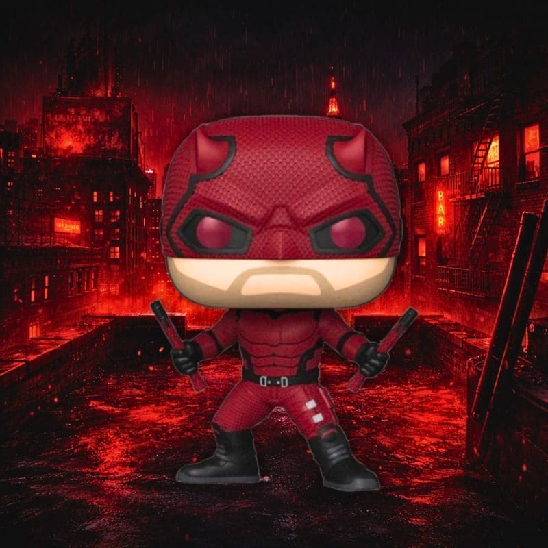 Funko Pop Daredevil 1543 décor univers Marvel urbain