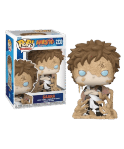 Figurine Funko Pop Gaara #2230 de Naruto, avec ses cheveux bruns, ses yeux bleu clair et son sable protecteur, présentée à côté de sa boîte officielle.