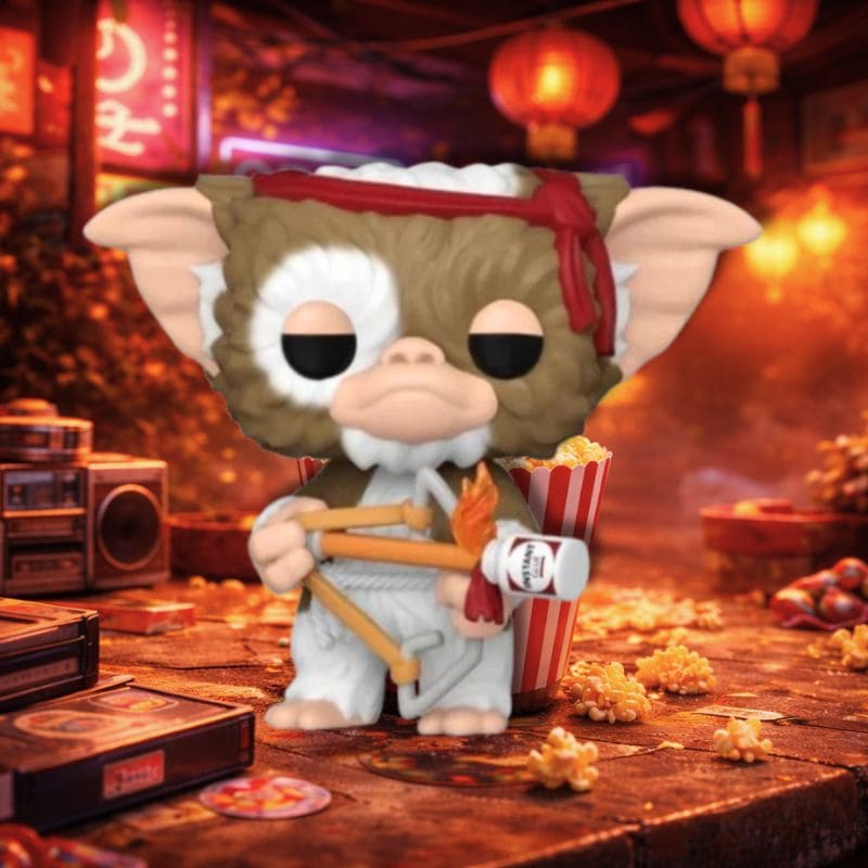 Funko Pop Gizmo 1753 décor Gremlins ambiance 80s
