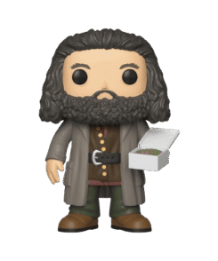 Figurine Funko Pop Hagrid #78 tenant une boîte ouverte contenant un gâteau rose