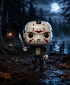 Funko Pop Jason #2032 dans un décor inspiré de Crystal Lake