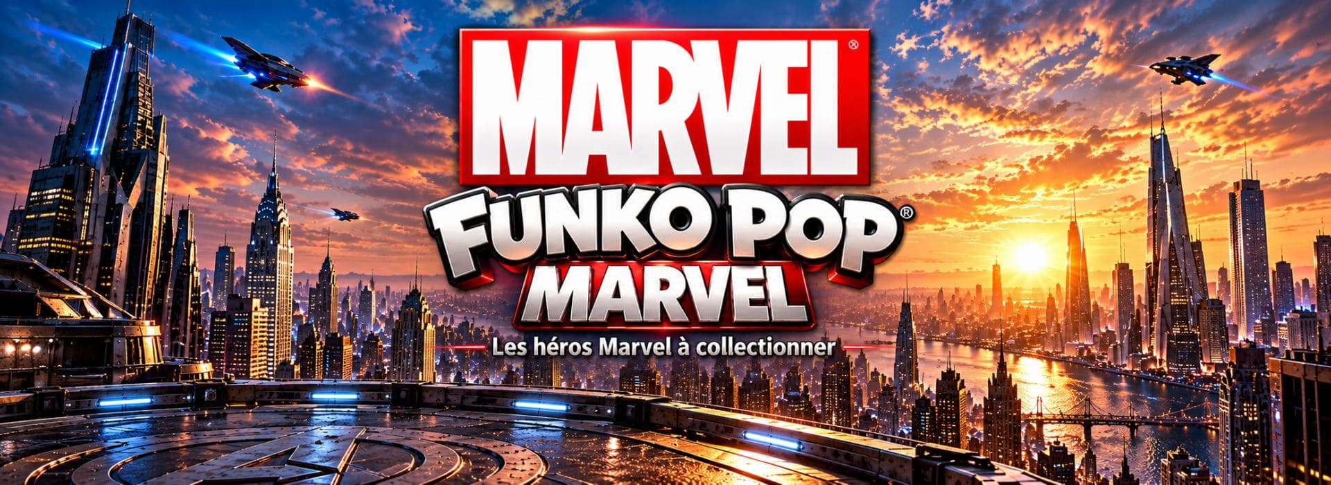 Funko Pop Marvel dans un univers urbain inspiré des héros Marvel