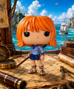 Funko Pop Nami #1880 One Piece Netflix dans un décor de navigation maritime