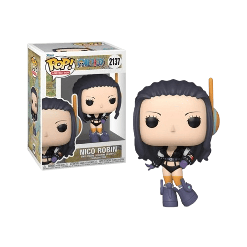 Funko Pop Nico Robin #2137 One Piece dans son apparence Egghead, présentée avec sa boîte officielle Funko Pop! Animation.
