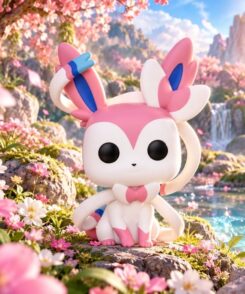 Funko Pop Nymphali #857 Pokémon dans une clairière fleurie et féerique