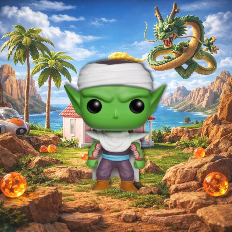 Funko Pop Piccolo intégrée dans un décor Dragon Ball Z