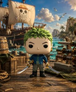 Funko Pop Zoro #1879 sur un pont de navire dans l’univers One Piece