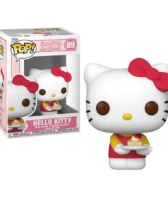 Funko Pop Hello Kitty #89 Sanrio avec nœud rouge et plateau de gâteau, accompagnée de sa boîte officielle
