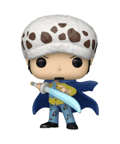 Funko Pop Trafalgar Law #1894 avec chapeau tacheté, cape bleue, sabre Kikoku et effet bleu sculpté