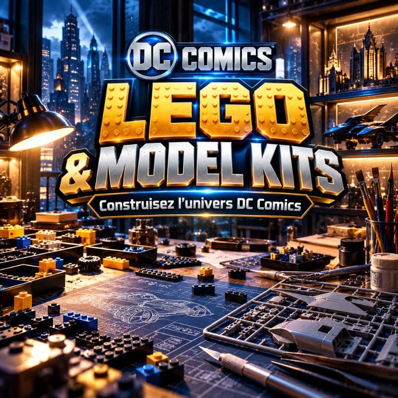LEGO et Model Kits DC Comics dans un atelier de construction et de modélisme