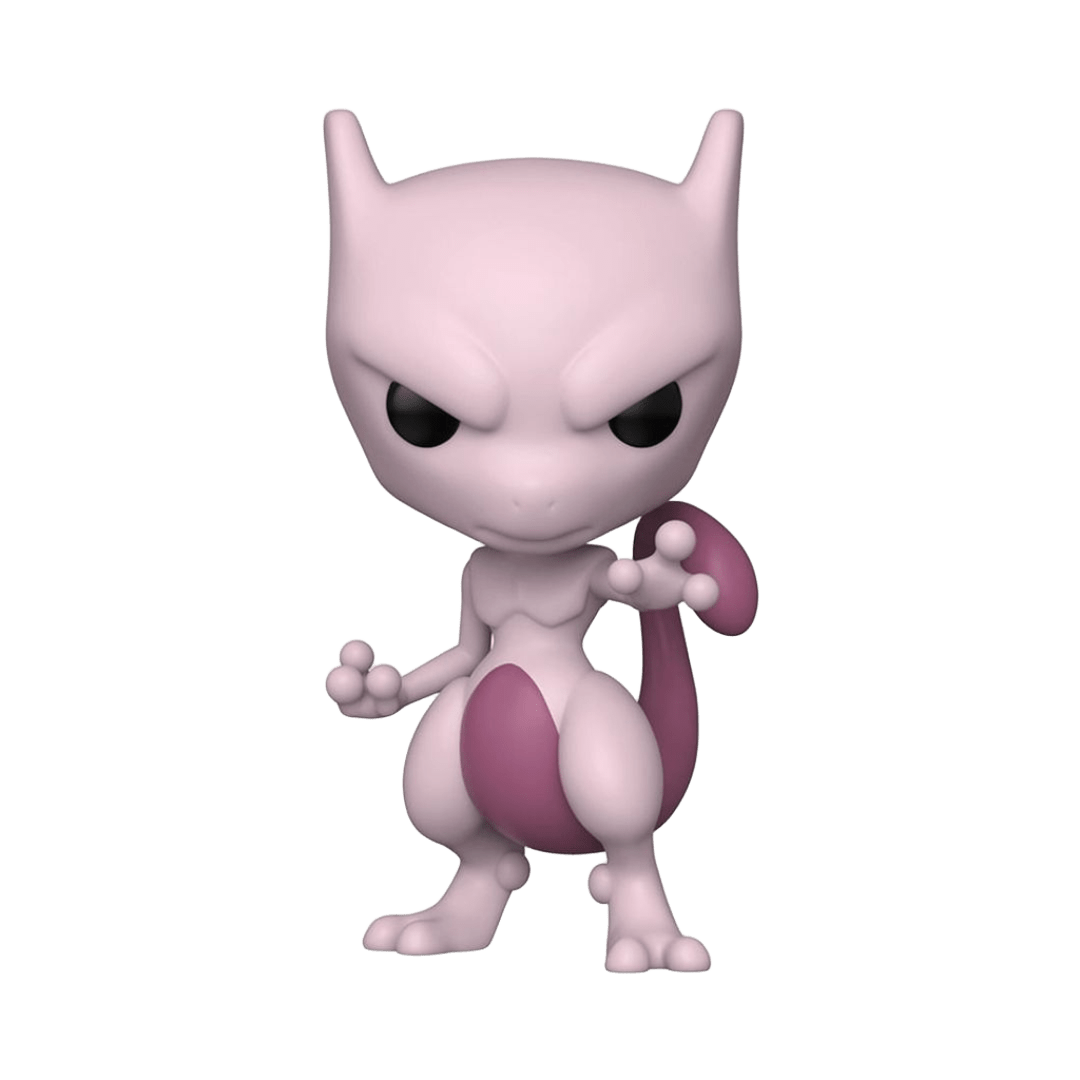 Figurine Mewtwo Pokémon détourée sur fond transparent avec son apparence légendaire et ses pouvoirs psychiques