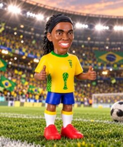 Figurine Minix Ronaldinho #120 Legends dans un stade de football aux couleurs du Brésil