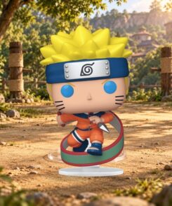 Funko Pop Naruto Uzumaki #1963 avec sa base dans un décor d’entraînement illustratif non inclus