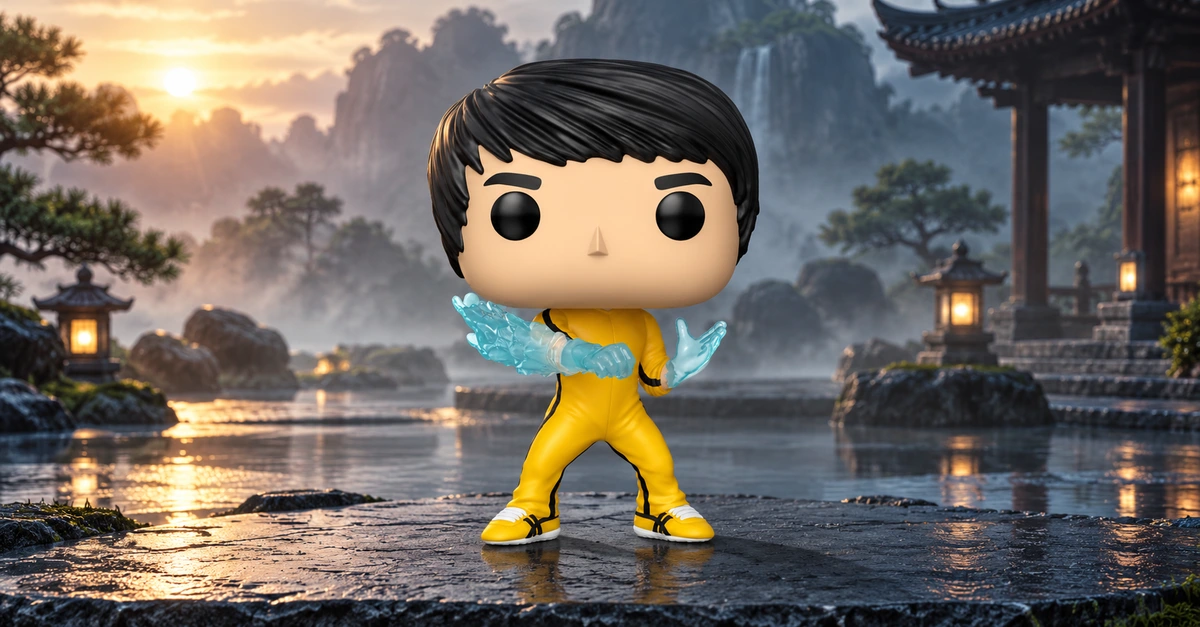 Bruce Lee Be Water n° 87 dans une composition panoramique de pierre et d’eau, décor illustratif.
