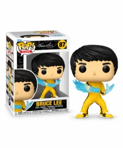 Funko Pop Bruce Lee Be Water n° 87 avec sa boîte officielle, présentation centrée sur fond blanc.