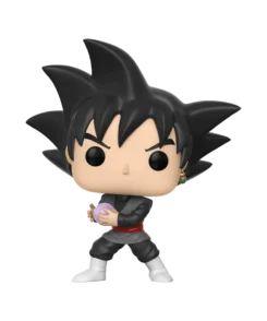 Funko Pop! Animation Goku Black n° 314, cheveux noirs, tenue sombre et sphère violette entre les mains, sur fond transparent.
