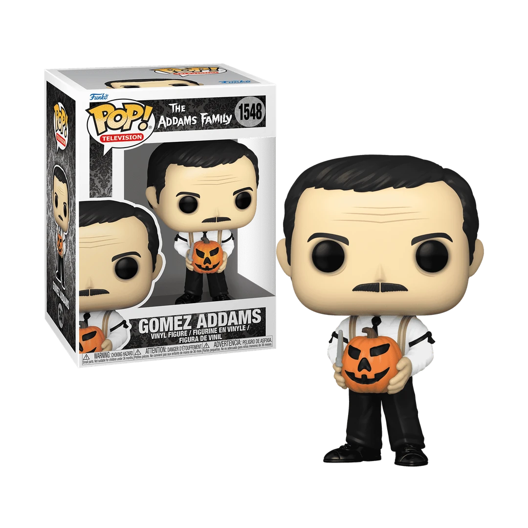 Gomez Addams avec citrouille n° 1548, accompagné de sa boîte officielle Funko Pop Television The Addams Family.