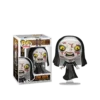 Figurine Funko Pop La Nonne n° 1710 sur son support de lévitation, à côté de sa boîte officielle The Nun II.