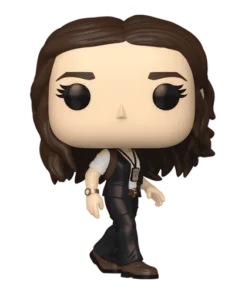 Figurine Funko Pop! Lois Lane #563, cheveux bruns, tenue sombre et badge, en pose de marche