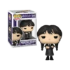 Mercredi Addams en manteau noir n° 1815 avec sa boîte officielle Funko Pop Television Wednesday.