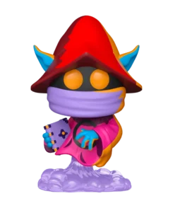 Figurine Orko Comic Deco n° 1777 avec chapeau rouge, livre violet et base sculptée violette.