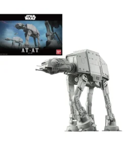 Modèle AT-AT assemblé gris avec sa boîte Bandai Star Wars.