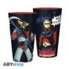 Deux vues du même verre Goldorak Actarus XXL 400 ml ABYstyle, montrant Goldorak et Actarus