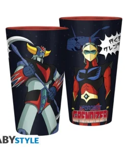 Deux vues du même verre Goldorak Actarus XXL 400 ml ABYstyle, montrant Goldorak et Actarus